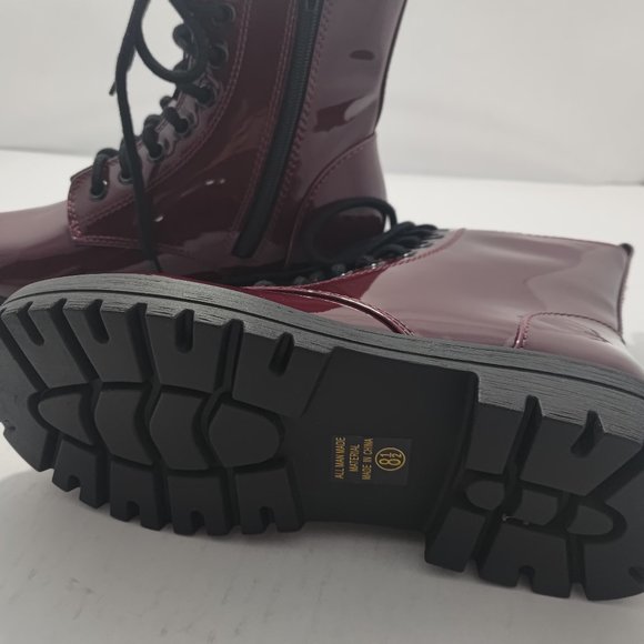 Soda Burgundy Combat Boots - Picture 5 of 7